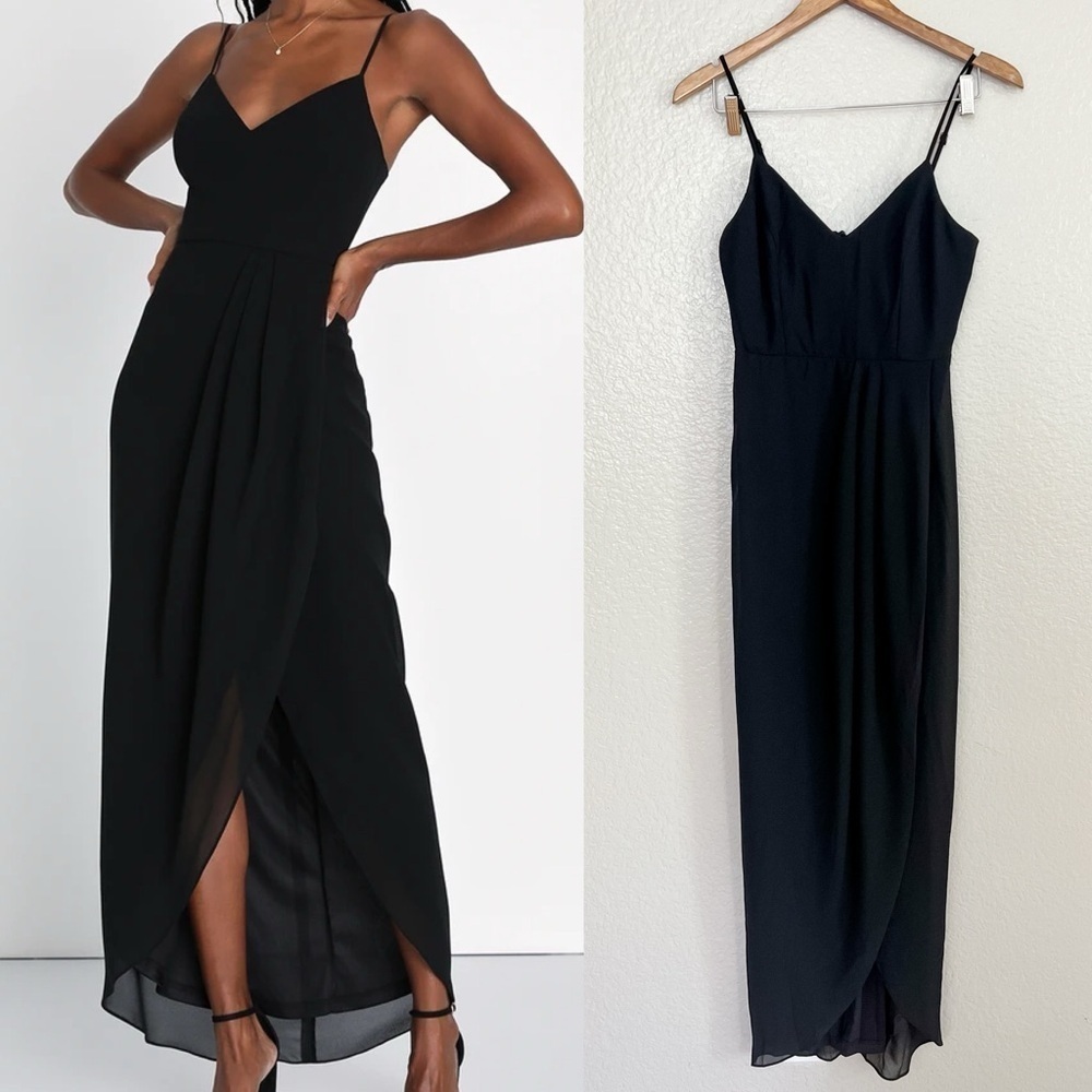NWOT Transcending Presence Black Sleeveless Tulip Midi Dress